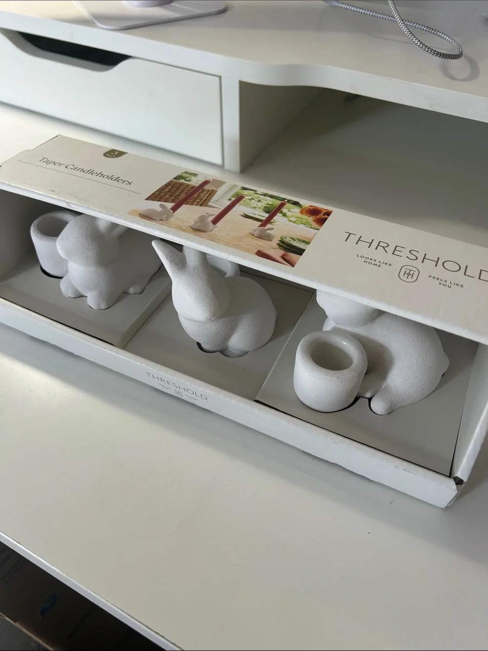 NWT Threshold 3 pc Easter Bunny Taper Candleholders